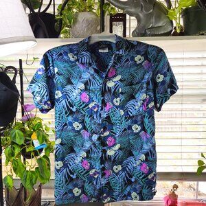 Disney Mickey Mouse Tropical Button Down Shirt Size Small